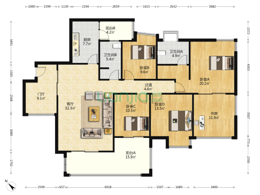 西华苑(郫都) 5室1厅2卫 160平方
