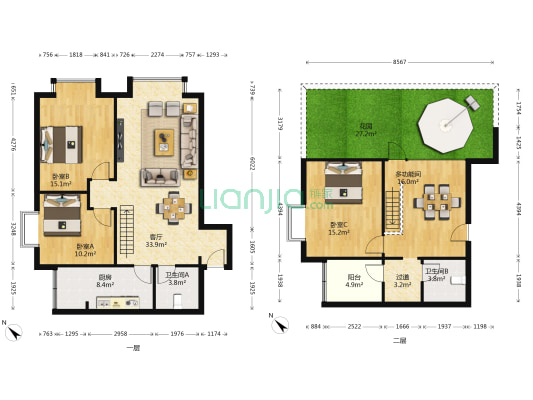 新天美地 4室1厅2卫 131平方