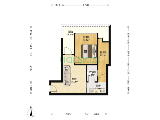 骏逸名苑 2室1厅1卫 45平方