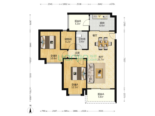 星洲花园 2室1厅1卫 85平方