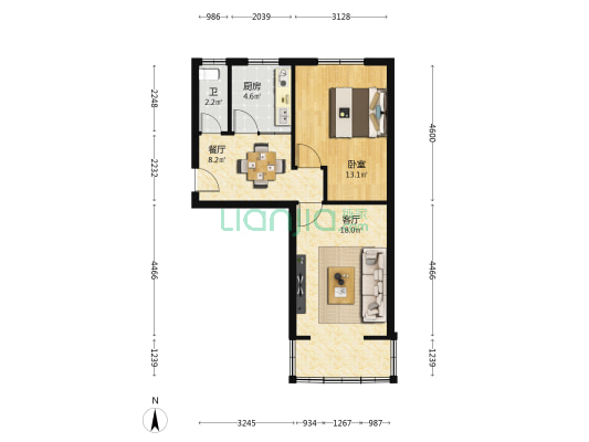 融兴小区 1室2厅1卫 58平方
