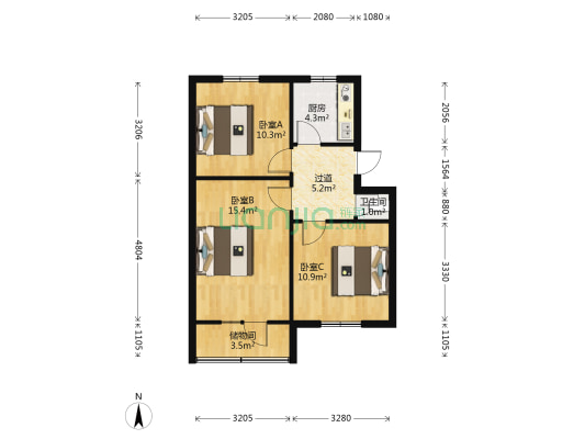 鸿业公司家属院 3室0厅1卫 60平方