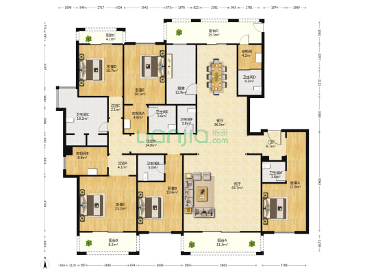 泛海国际香海园 5室2厅6卫 366平方