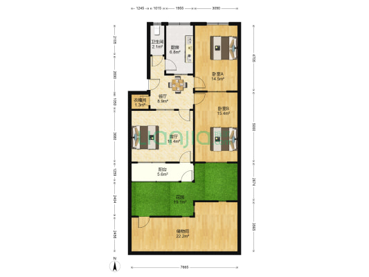 潍坊市棉麻公司 2室2厅1卫 82平方