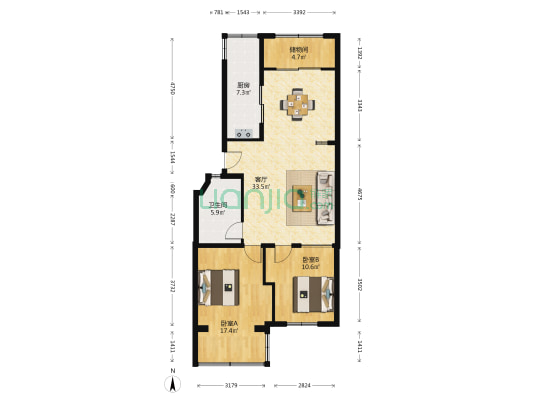 海福莱小区 2室1厅1卫 99平方