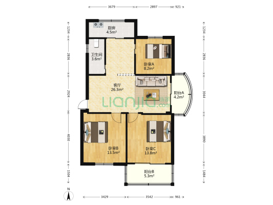 省委文印中心鼓屏路单位宿舍 3室1厅1卫 96平方