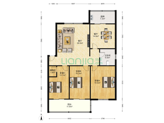 西北有色地质研究院生活小区 3室2厅1卫 142平方