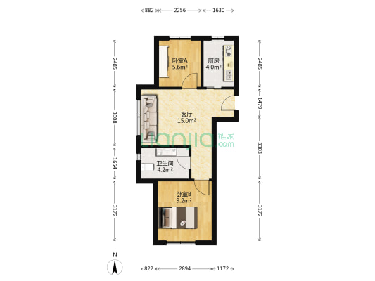 德泰人才公园 2室1厅1卫 62平方