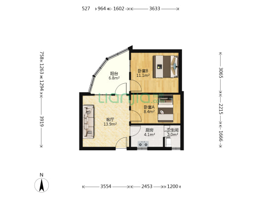 双珠楼 2室1厅1卫 56平方