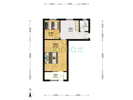 迎福新村 2室0厅1卫 46平方