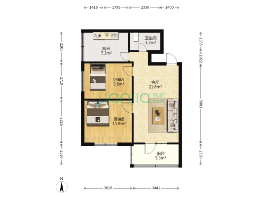电业小区 2室1厅1卫 67平方
