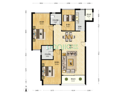 中洲滨海华府一期 3室1厅2卫 142平方