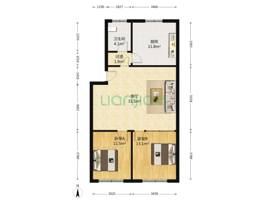 华易示范小区 2室1厅1卫 90平方