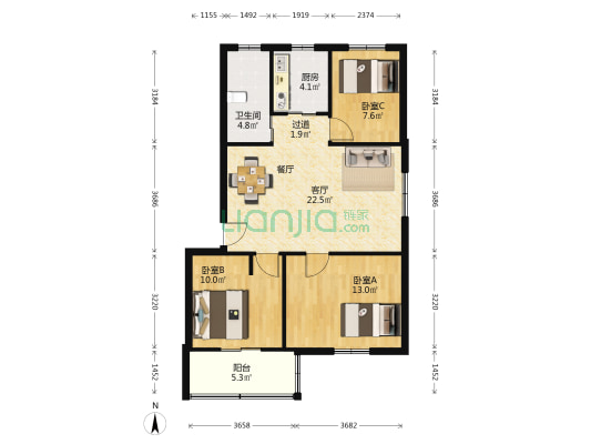 桑园新村北区 3室1厅1卫 81平方