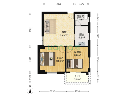 赤岗一街大院赤岗一街 2室1厅1卫 58平方