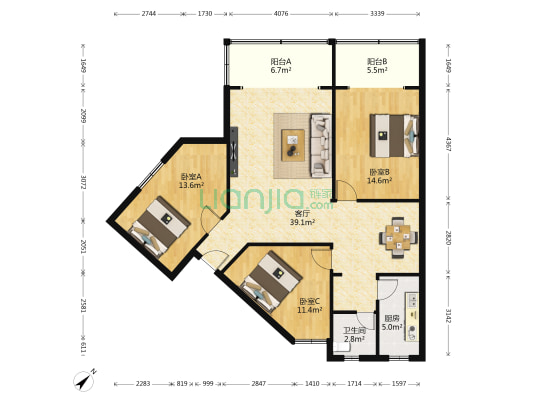 蜀光路14号 3室1厅1卫 108平方