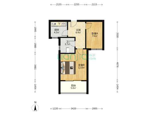 永和南苑D区 2室0厅1卫 57平方