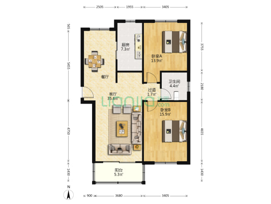 环城路326弄 2室1厅1卫 101平方