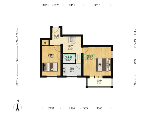 燕麓苑东区 2室1厅1卫 54平方