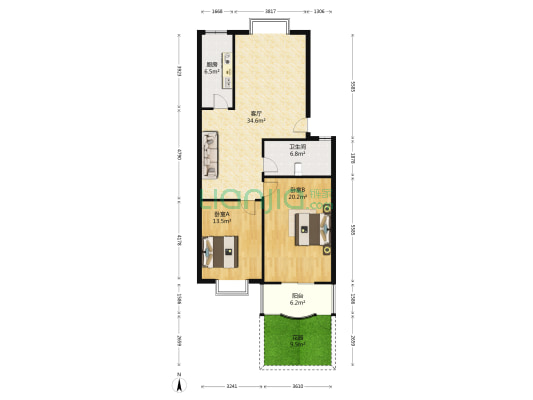 正大城市花园绿苑 2室1厅1卫 100平方