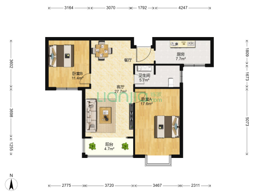 中原工学院教职工家属区 2室1厅1卫 94平方