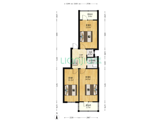 浦口西里 3室0厅2卫 69平方