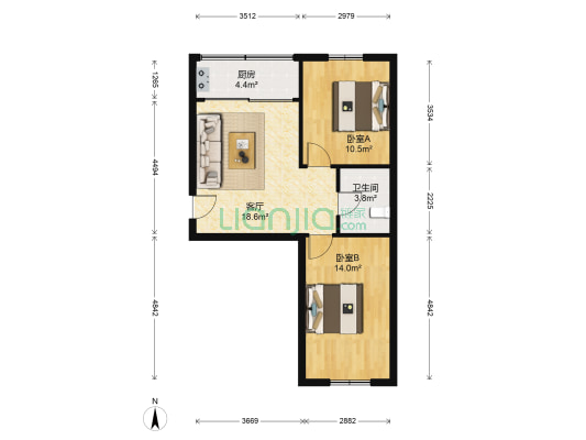 金安小区 2室1厅1卫 60平方