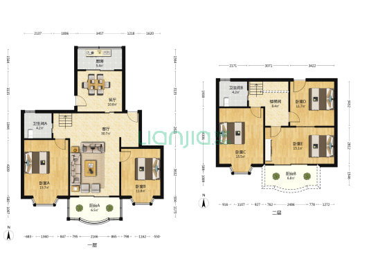 虹瑞公寓 5室2厅2卫 144平方