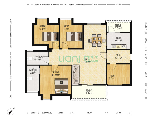 鹏达丽水湾 4室1厅2卫 120平方