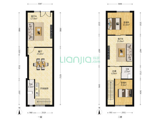 绿都古枫居 2室3厅2卫 106平方