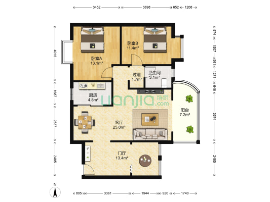 互盛佳苑 2室1厅1卫 86平方