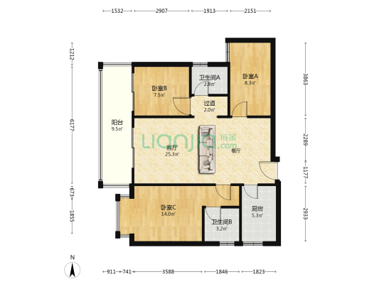 中骏天誉2期 3室1厅2卫 101平方