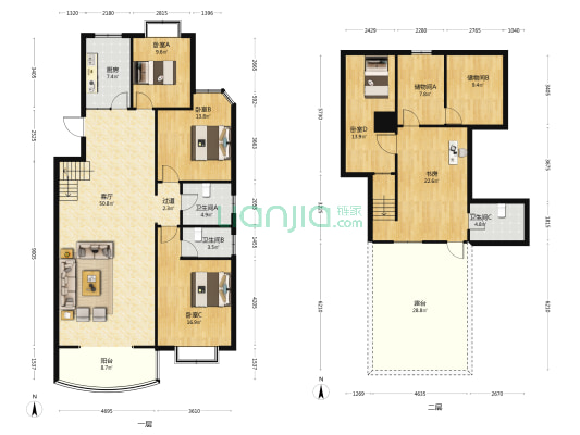 邯郸明珠花园B区 5室1厅3卫 145平方