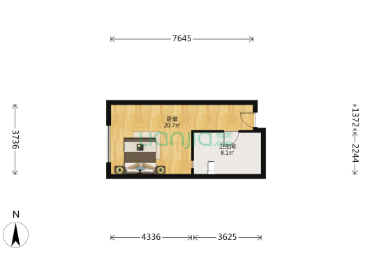 金开大道 天湖公园 天来酒店住宅性质公寓-户型图