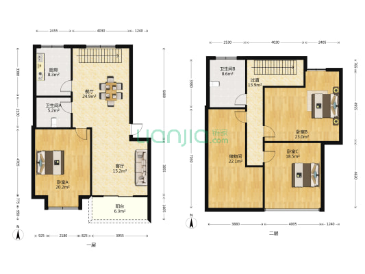 茶山花苑A区 3室2厅2卫 158平方