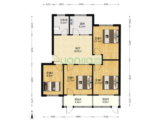预备仓小区 4室1厅1卫 94平方