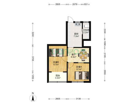 龙山新村 2室1厅1卫 45平方