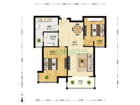 居之安 2室1厅1卫 89平方