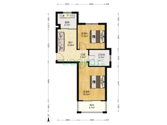 锦绣前城 2室1厅1卫 71平方