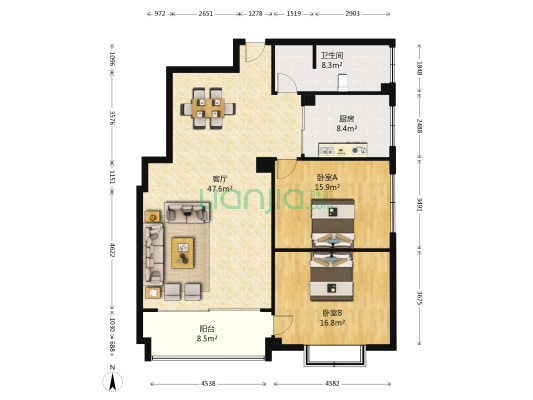广武嘉苑 2室1厅1卫 147平方