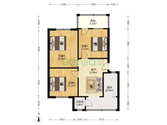 文武路78号 3室1厅1卫 82平方