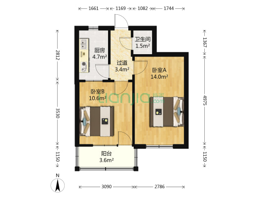 南全福小区 2室0厅1卫 48平方