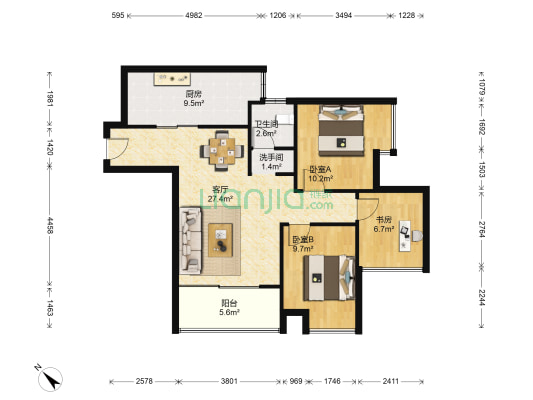 中渝春华秋实三期 3室1厅2卫 93平方
