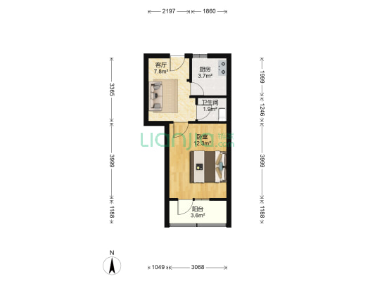 大关东四苑 1室1厅1卫 37平方