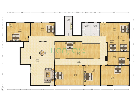 丽都国际 10室1厅2卫 552平方