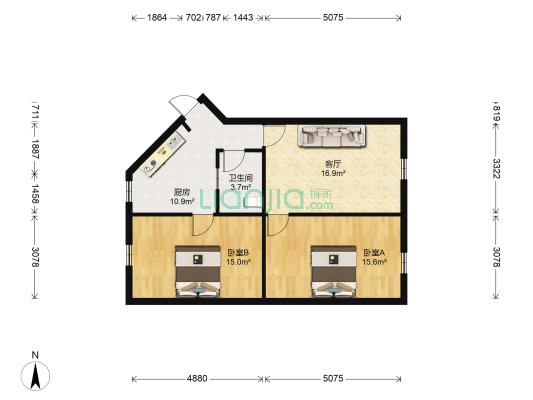 小坝西村227号 2室1厅1卫 71平方