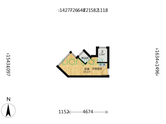 跑马地大厦 1室0厅2卫 21平方