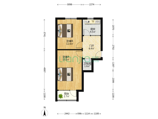 汶水路散盘 2室0厅1卫 58平方