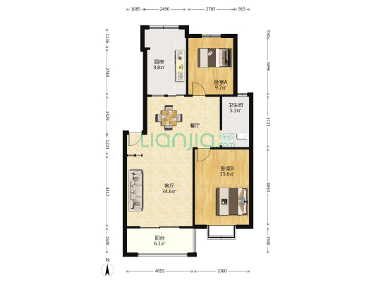 海外海名景苑 2室1厅1卫 94平方