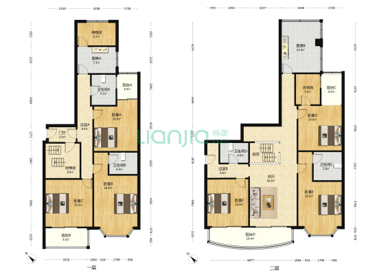 千路公寓 6室1厅4卫 272平方